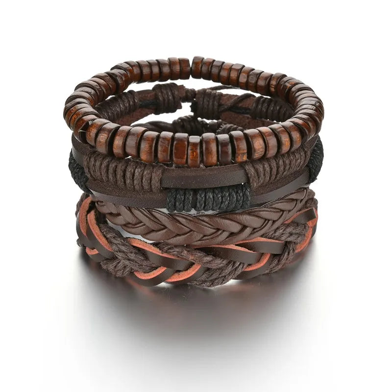 geflochtene Wickel-Lederarmbänder