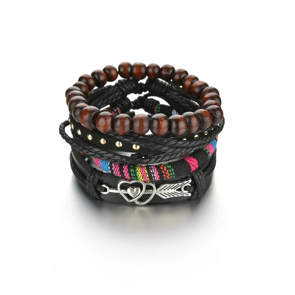 geflochtene Wickel-Lederarmbänder